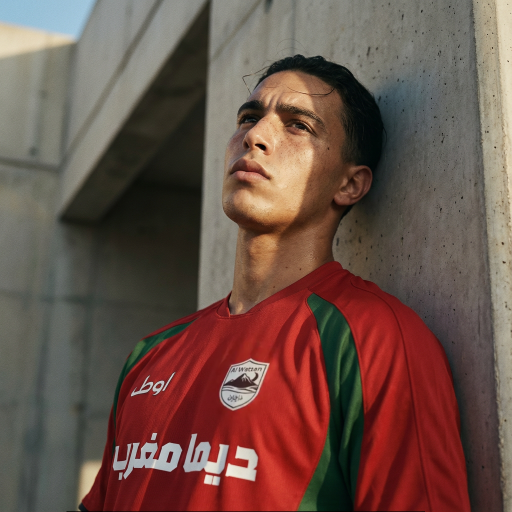 Maghrébin portant le maillot rouge du maroc 